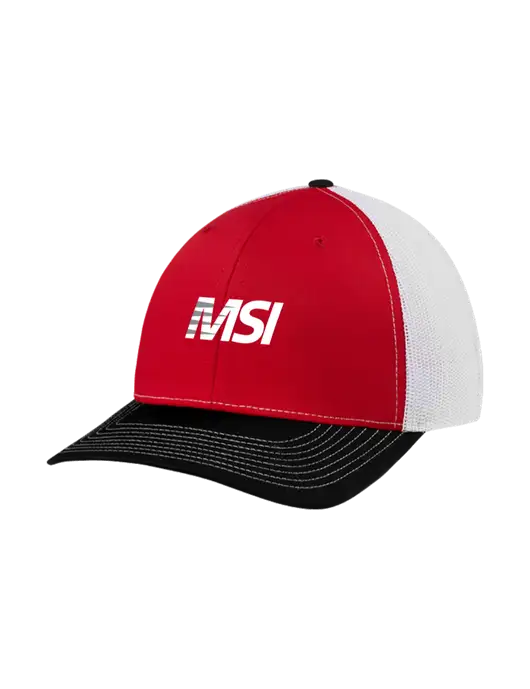 Richardson Adjustable Snapback Original 112 Trucker Cap Black/Red/White Mesh w/MSI Icon logo