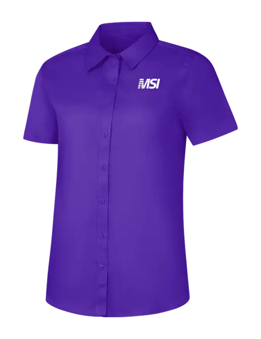 Womens Purple Short Sleeve Superpro React Twill Shirt w/MSI Icon logo