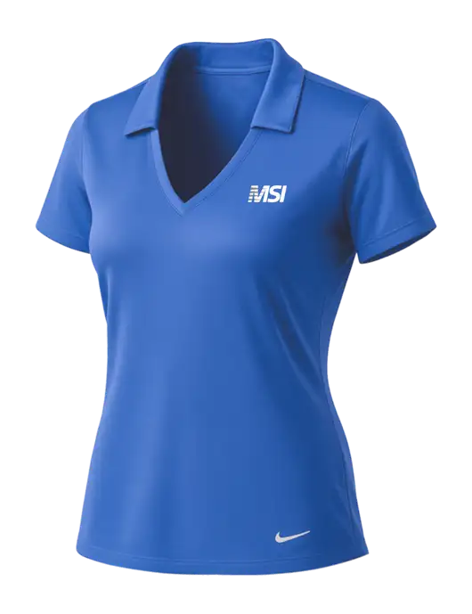 NIKE Light Royal Womens Dri-Fit Vertical Mesh Polo w/MSI Icon logo