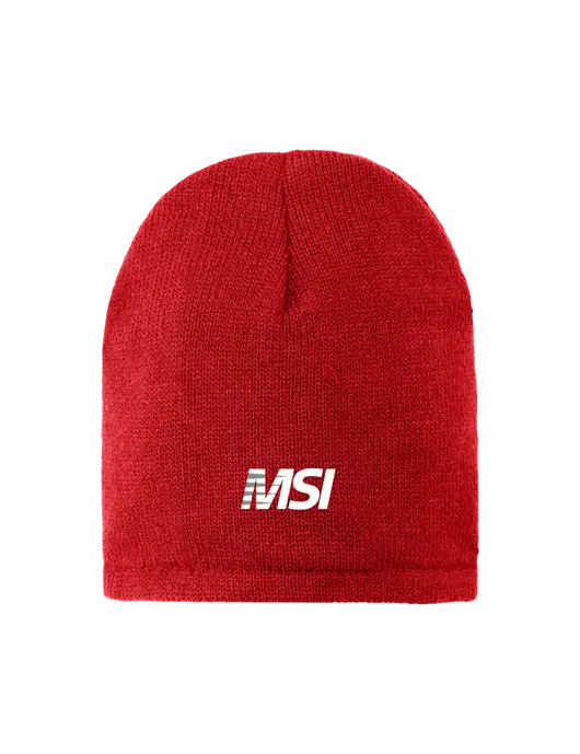 Red Fleece-Lined Beanie Cap w/MSI Icon logo