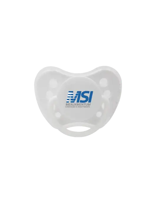 Silicone White Pacifier with Clear Cover w/Meauxmentum Logo