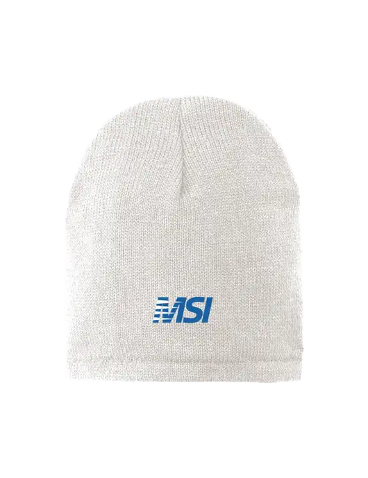 White Fleece-Lined Beanie Cap w/MSI Icon logo