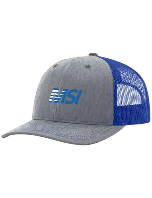 Richardson Adjustable Snapback Original 112 Trucker Cap Heather Light Grey w/Royal Mesh w/MSI Icon logo