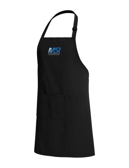 Easy Care Extra Long Bib Black Apron with Stain Release w/Meauxmentum Logo