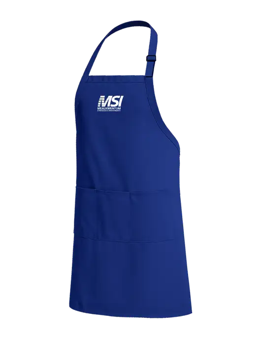 Easy Care Extra Long Bib Dark Royal Apron with Stain Release w/Meauxmentum Logo