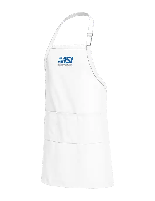 Easy Care Extra Long Bib White Apron with Stain Release w/Meauxmentum Logo