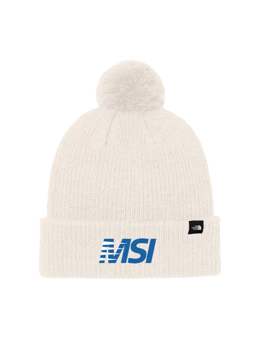 The North Face Ivory Pom Beanie w/MSI Icon logo
