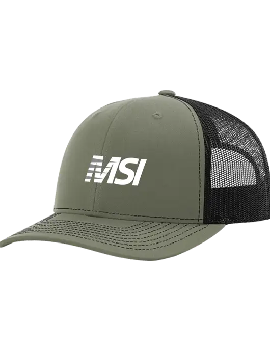 Richardson Adjustable Snapback Original 112 Trucker Cap Medium Olive w/Black Mesh w/MSI Icon logo