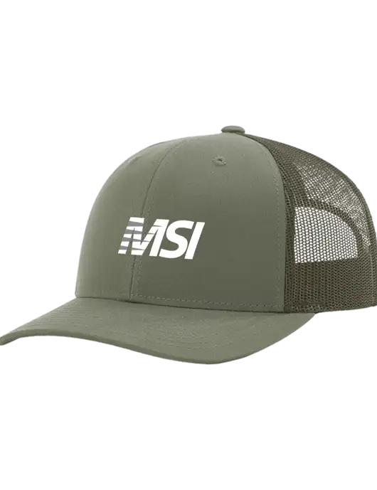 Richardson Adjustable Snapback Original 112 Trucker Cap Medium Olive w/Medium Olive Mesh w/MSI Icon logo