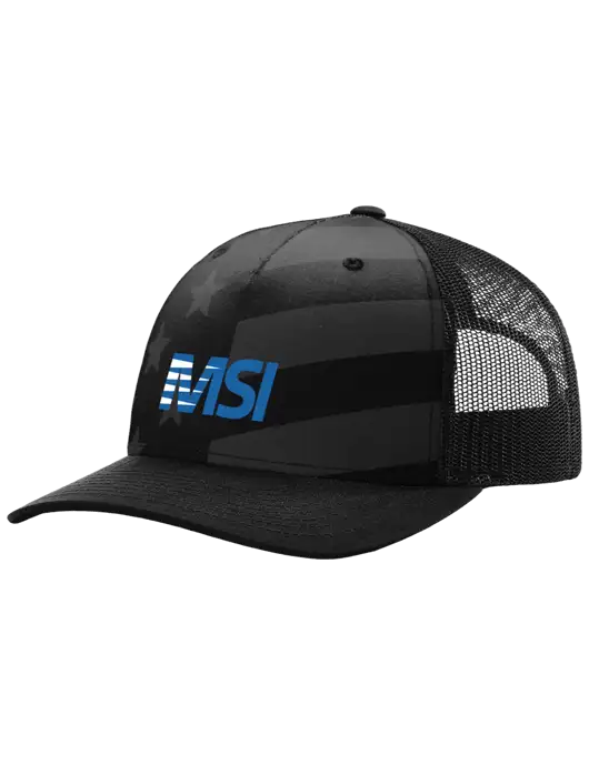 Richardson Five Panel Stars and Stripes Trucker Cap w/MSI Icon logo