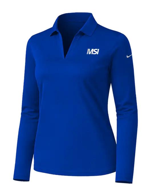 Nike Womens Dark Royal Dri-FIT Micro Pique 2.0 Long Sleeve Polo w/MSI Icon logo