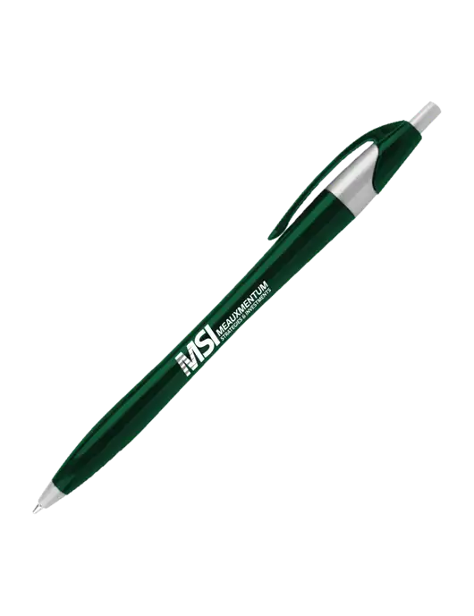 Novella Dark Green/Silver Corporate Pen - Blue Ink w/Meauxmentum Logo