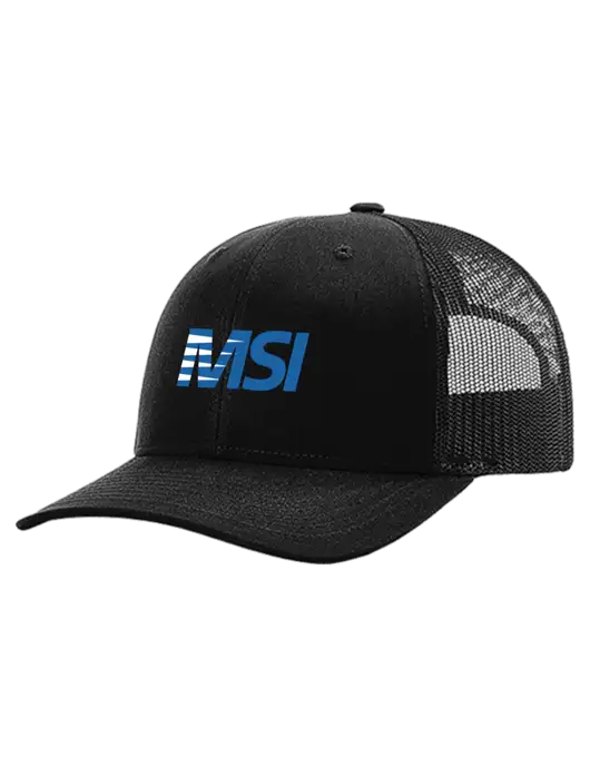 Richardson 112+ R-Flex Black Trucker Cap w/Black Mesh w/MSI Icon logo
