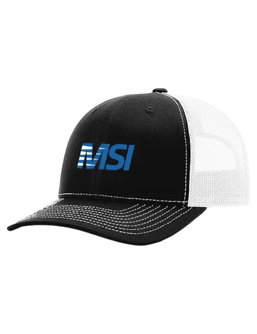 Richardson 112+ R-Flex Black Trucker Cap w/White Mesh w/MSI Icon logo