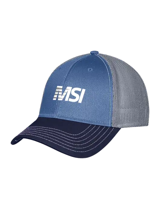 Dark Royal/Navy/Medium Grey Mesh Trucker Cap Snap Back w/MSI Icon logo