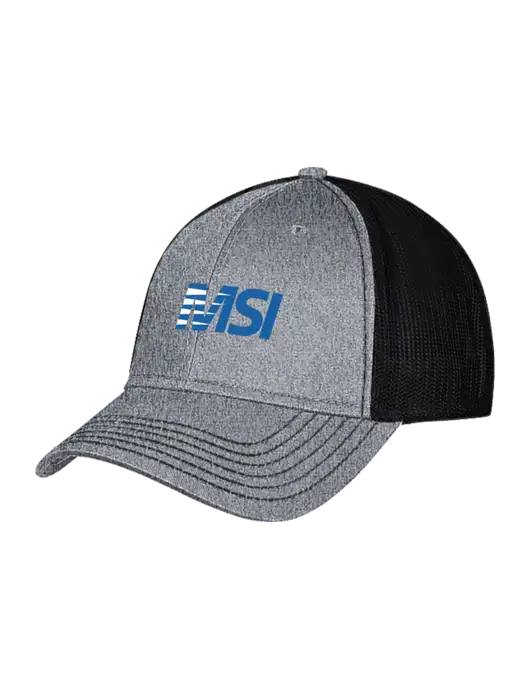 Medium Grey Heather/Black Mesh Trucker Cap Snap Back w/MSI Icon logo