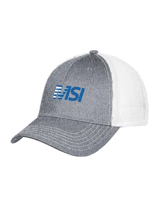 Medium Grey Heather/White Mesh Trucker Cap Snap Back w/MSI Icon logo