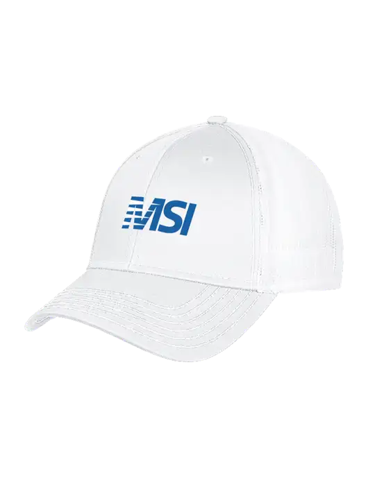White Mesh Trucker Cap Snap Back w/MSI Icon logo